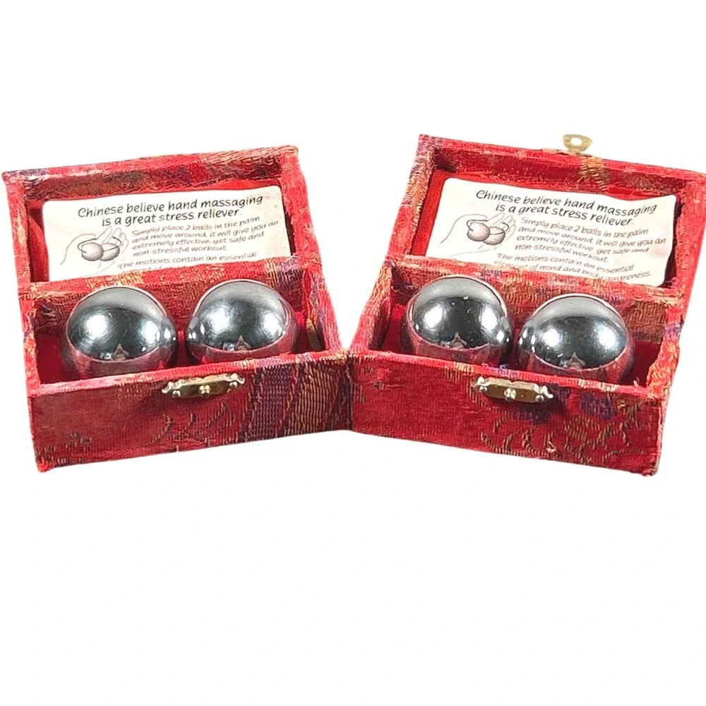Chinese Baoding Balls Chrome Stress Relief Chime Spheres Meditation Holistic Zen